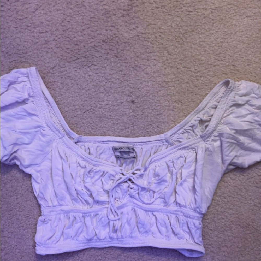 Urban Outfitters White Puff Sleeve Crop Blouse